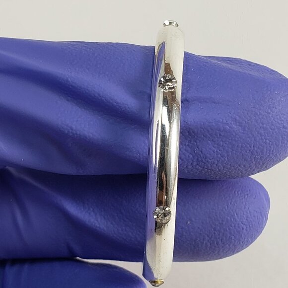 Women's stunning Polished Silver-tone Hoop Earrings With Sparkle Crystals, 1.5" - Picture 6 of 7